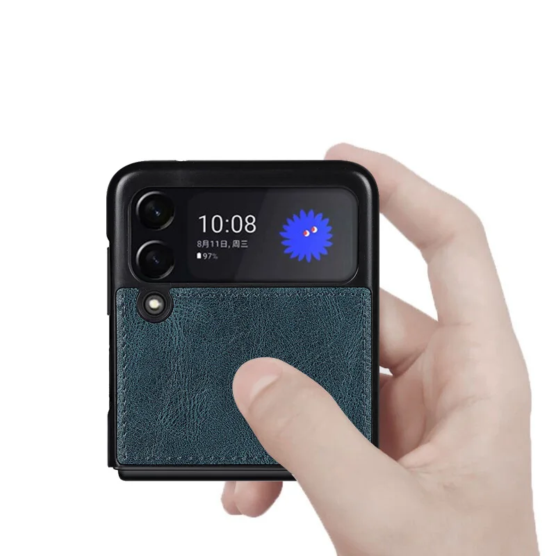 

Чехол из искусственной кожи для Samsung Galaxy Z Flip 3 5G, Ультратонкий чехол для Z Flip3, складной защитный чехол-подставка, оболочка