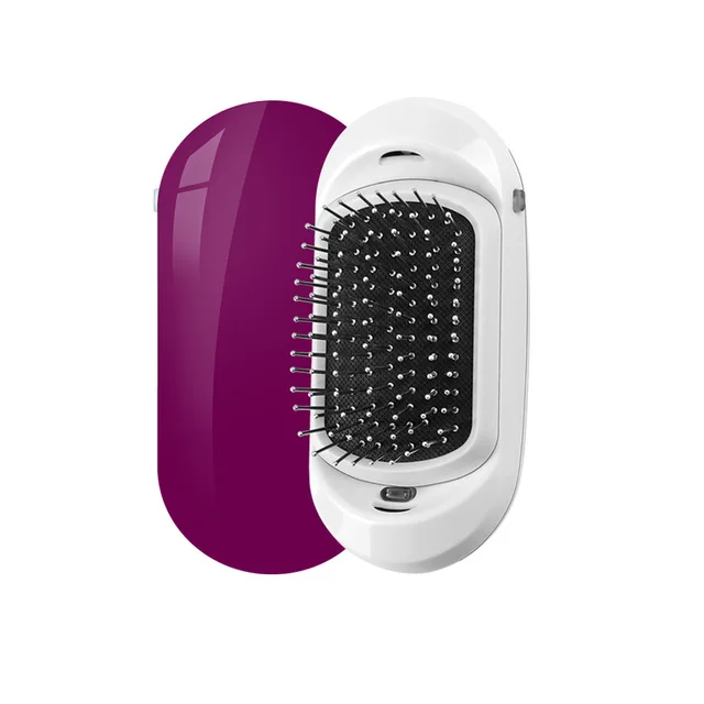 Purple freegift Ионная электрическая расческа, 2,0 портативная электрическая ионная расческа для волос, двойные отрицательные ионы, расческа для волос, для укладки волос, массажная Расческа для кожи головы - Цвет: Purple freegift