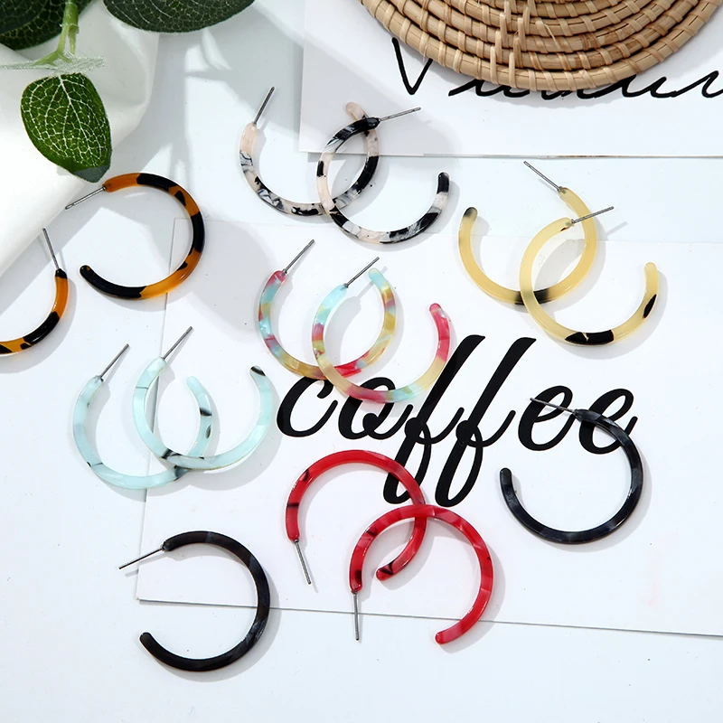 Круглые ацетатные леопардовые серьги геометрические акриловые серьги-гвоздики