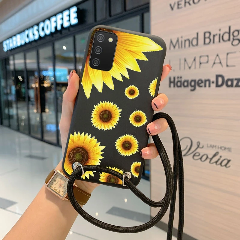 Чехол с ремешком и цепочкой для Samsung Galaxy A72 A32 A50 A30S A02S A03S A40 A52 A51 A10E A20 A12 A22 A71 - купить