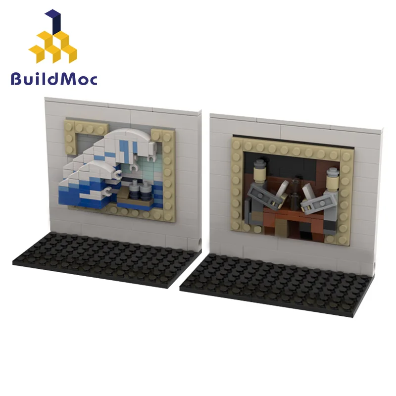 

MOC Pixel Art MOCBrick Famous Painting 3 d Mini Masterpiece Card Player DIY Model Building Block Toy Compatible Brand