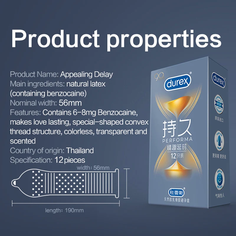 Презервативы Durex в рубчик безопасная задержка искусственная кожа длительный