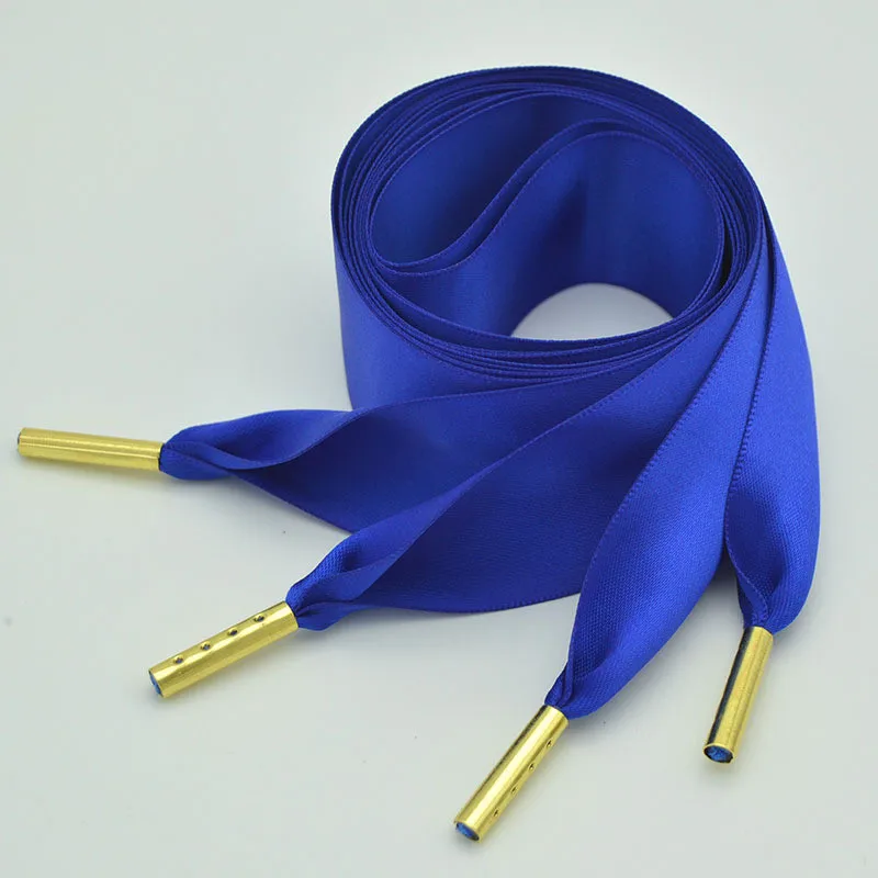 Двусторонние шнурки из атласной ленты 100 см шелковые для обуви однотонные ширина