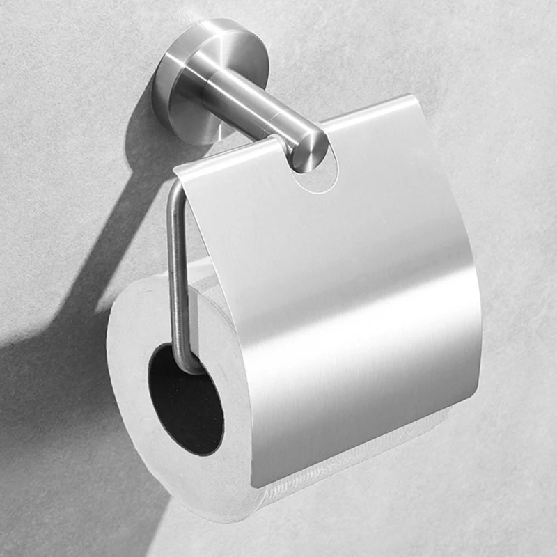 

Adhesive Toilet Paper Holder for Bathroom Kitchen Stick on Wall Stainless Steel 63HA