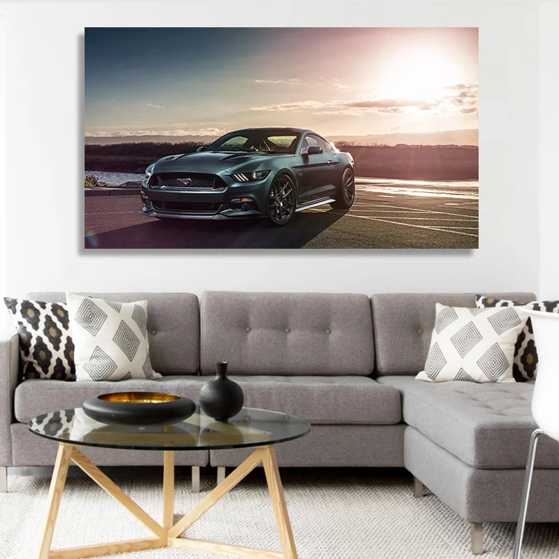 

Sunset Ford Mustang Car Wall Art Poster Prints Decoration Canvas Painting Living Room Decoration