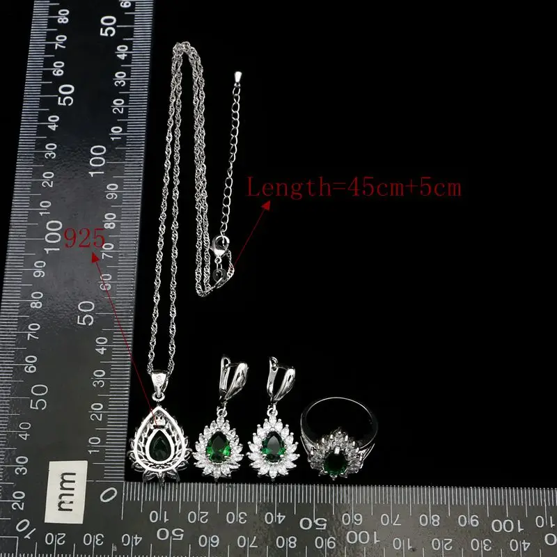 Женские вечерние комплекты украшений из серебра 925 пробы серьги с зеленым