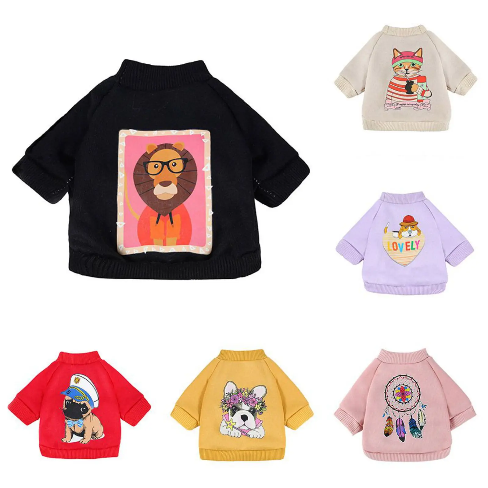 

Cute Dog Clothes Soft Cat T-shirt Warm Vest Cartoon O-Neck T-shirt For Small Medium Dogs Pet Puppy Hoodie Coat Dog Clothing
