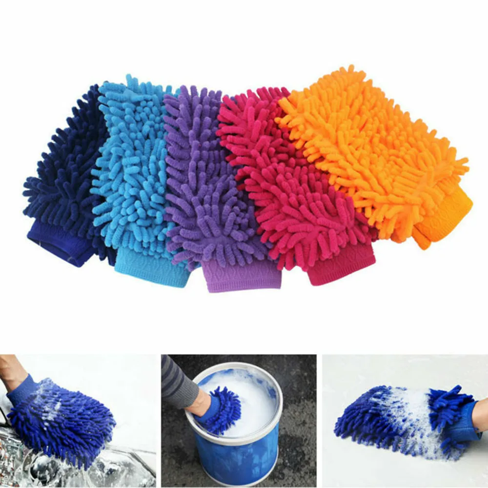 

6Pcs Car Care Cleaning Gloves Microfiber Soft Mesh Mitt Kitchen Household Washing Gloves No Scratch Clean Mitt Auto Accessories