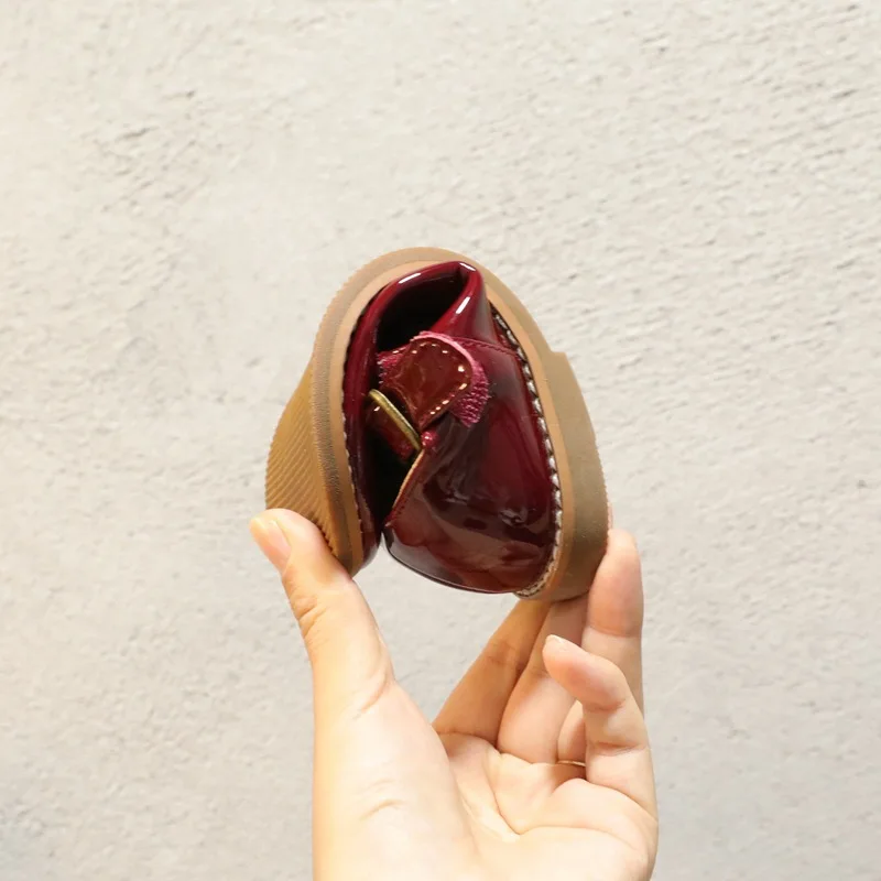 

13.5-18.5cm Brand Solid Pure Girls Shoes Princess Dress Shoe,Patent Leater School Shoes Girl Red Shoes For Children Soft Flats