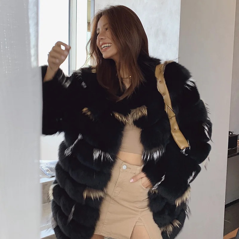 

Новинка 2021, модное пальто FURSARCAR из натурального Лисьего меха, женская зимняя одежда, оригинальная Высококачественная Толстая теплая пушист...