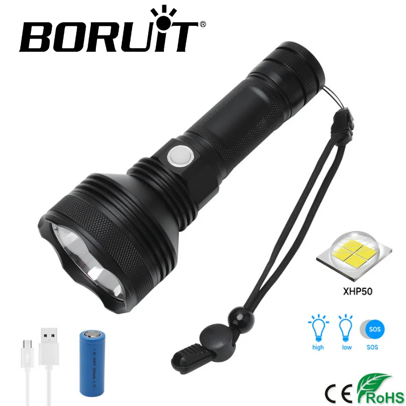 

Мощный светодиодный фонарь BORUiT C10, 18650 лм, 3 режима, водонепроницаемый, перезаряжаемый, фонарь, аварийный светильник онарь для кемпинга, велос...