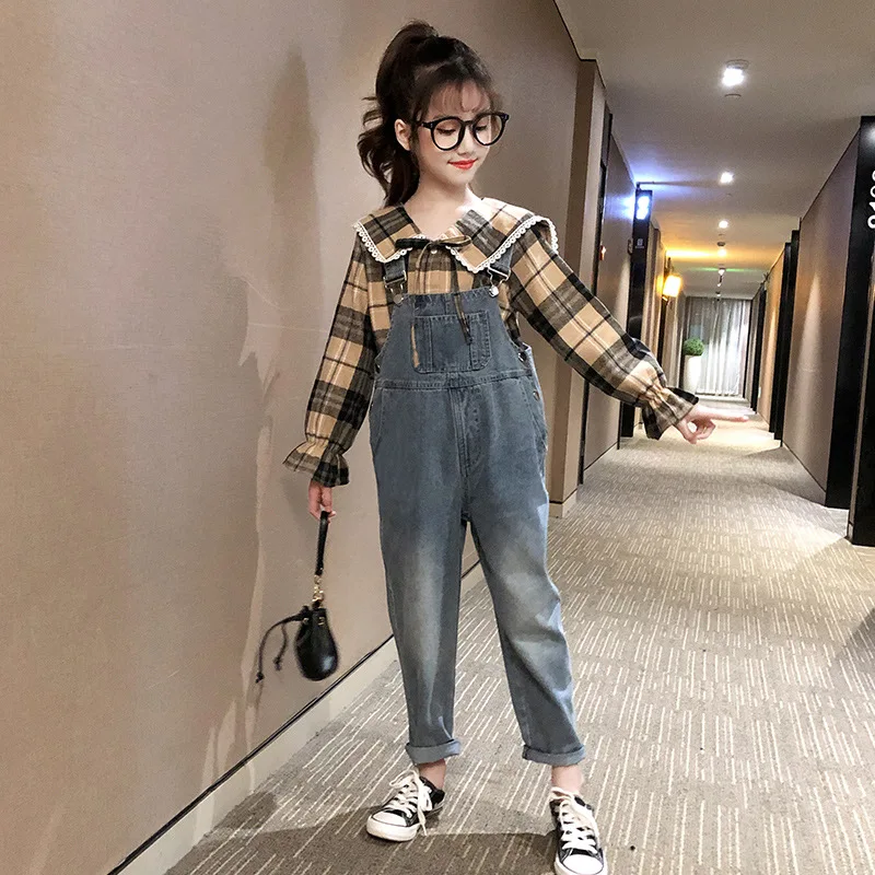 

Children's spring and autumn clothes girls spring and autumn 2021 new styles in the big boy little girl overalls