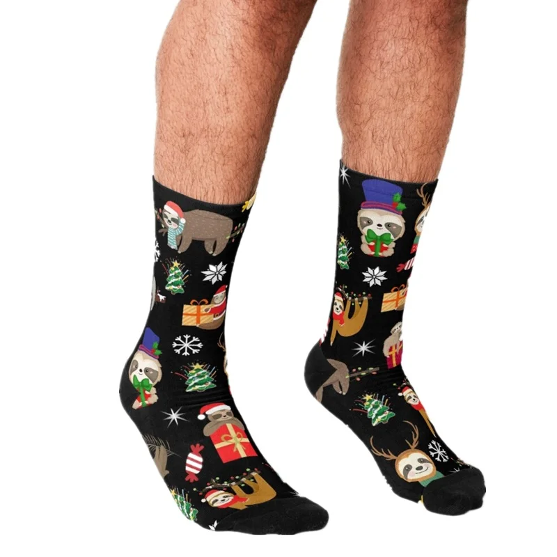

Socks Men harajuku Happy Boho Sloth Floral Socks Printed Happy hip hop Men Socks Novelty Skateboard Crew Casual Crazy Socks