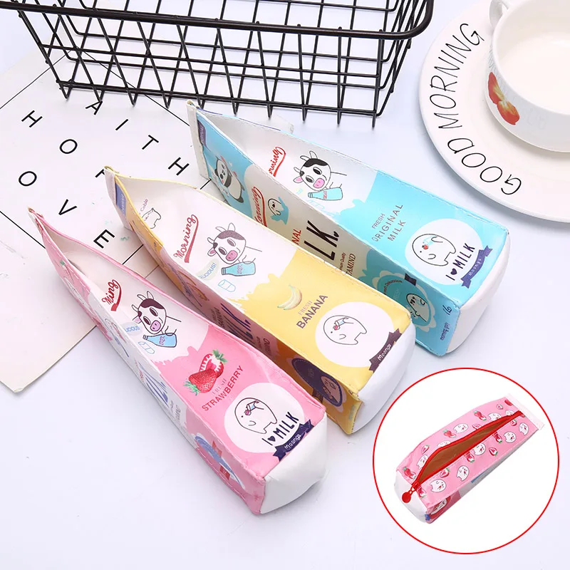 Милый школьный чехол корейский для карандашей молочного карандаша необычный