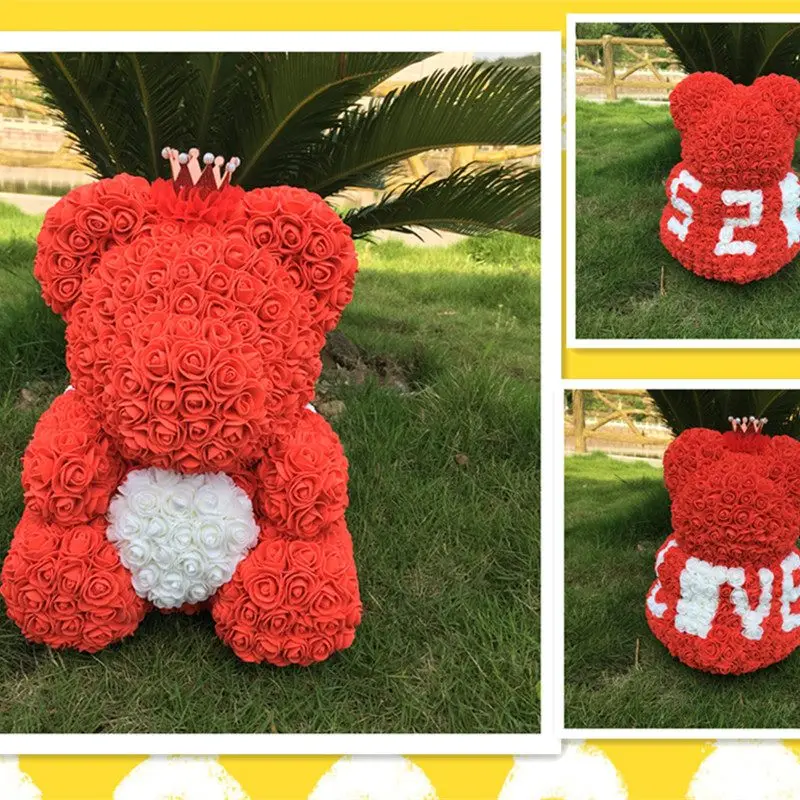 2020 горячая Распродажа 40 см медведь из роз Искусственные цветы домашний Свадьба