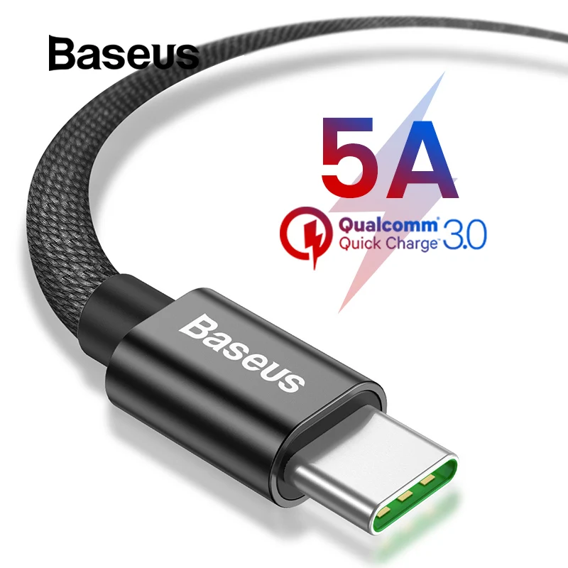 Baseus 5A Supercharge usb type C кабель для huawei mate 20 Oneplus 5 QC 3,0 быстрое зарядное устройство кабель для Xiaomi samsung USB C кабель