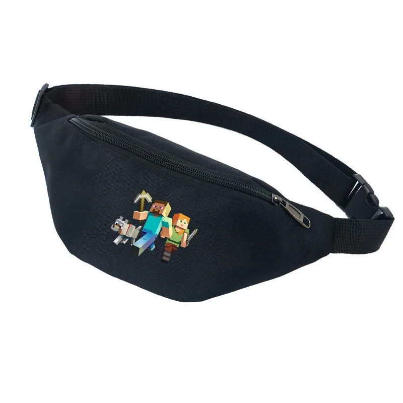 

Minecraft Oxford cloth running mobile phone bag men women steve pig printing mountaineering chest bag waist bag birthday gift