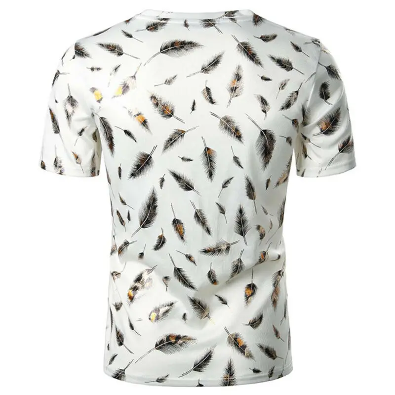 

Mens Summer Short Sleeve V-Neck Printed Casual T-Shirt Gym Fitness Workout Tops