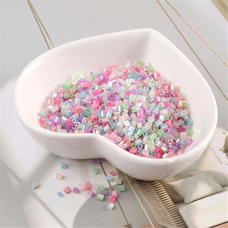 

600Pcs/10g/Bag Oiling Cream Beads 2MM DIY Glass Loose Tube Bugle Seed Beads Sewing Craft Jewelry Dress Embroidery Accessories