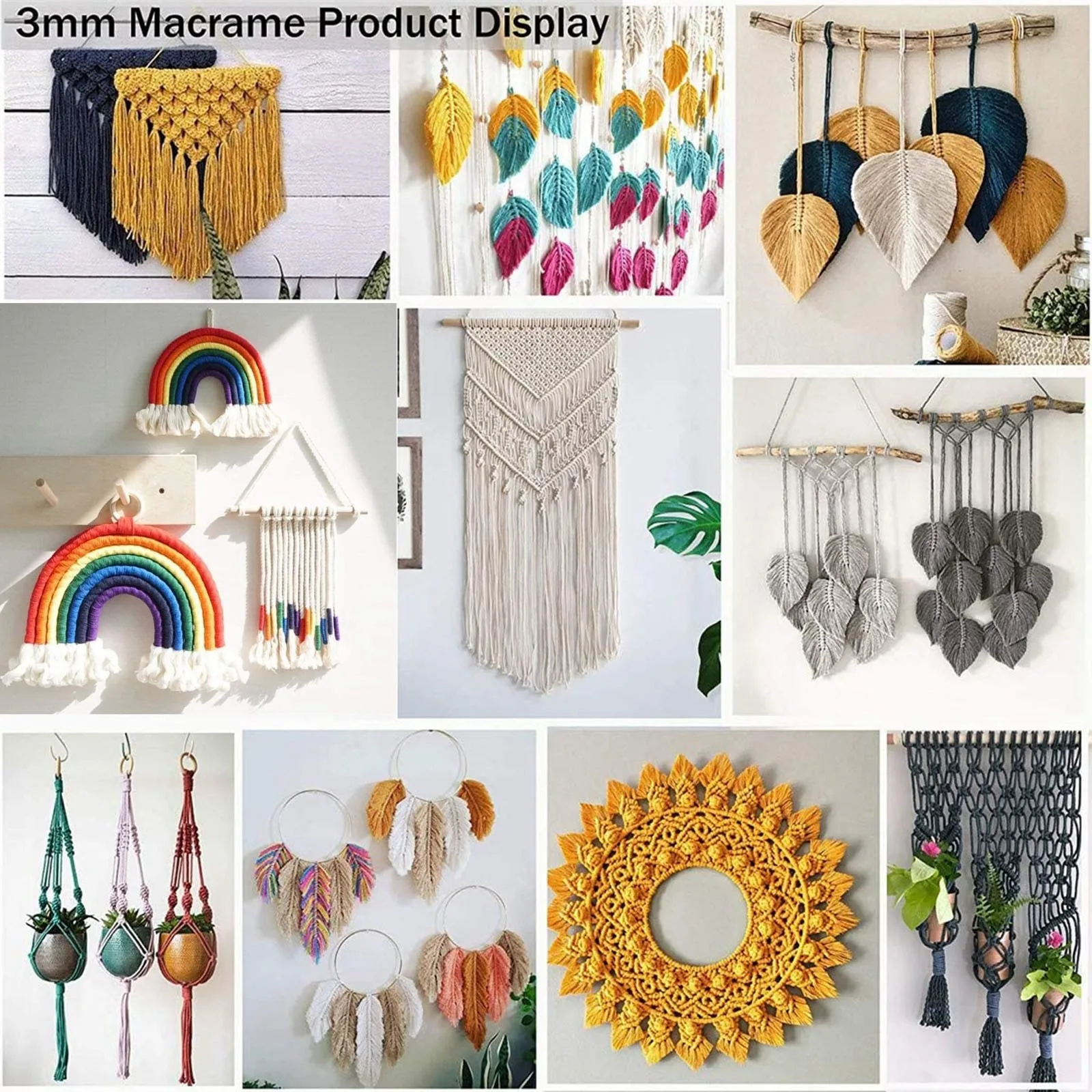 

DYI Macrame Yarn 3 mm x 100 m Decorative Warp Cotton for Knitting Craft DIY Home Textile Wedding Decorative Tapestry Art