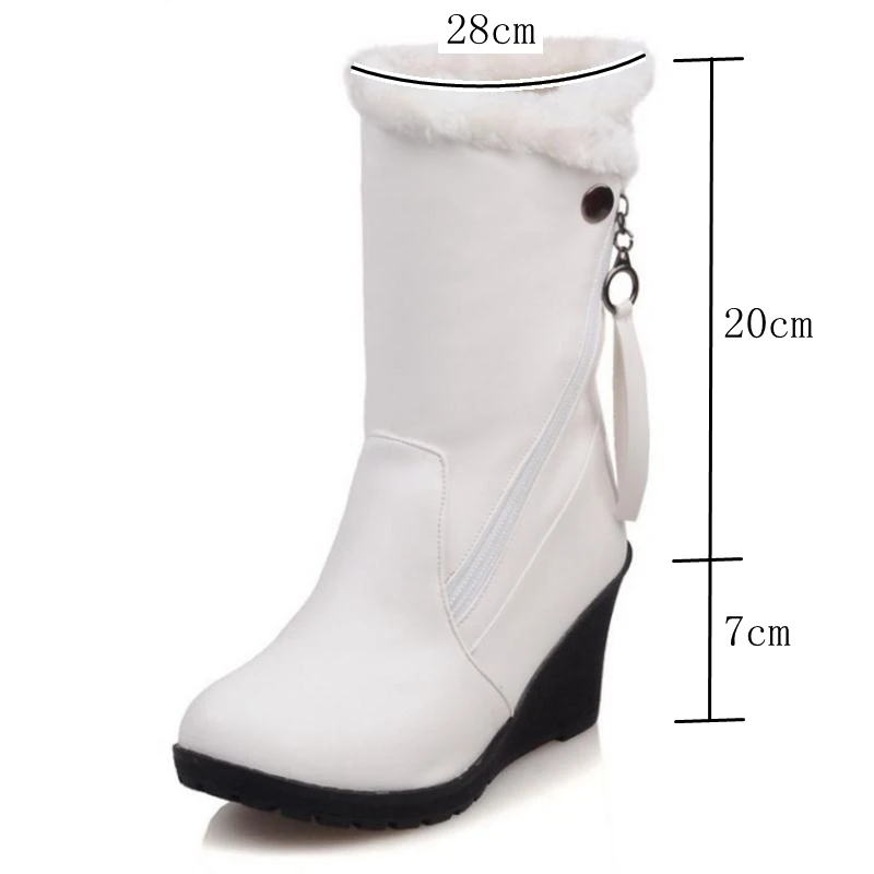 RIZABINA/женские ботинки до середины икры на танкетке размера плюс 30-52 женские зимние