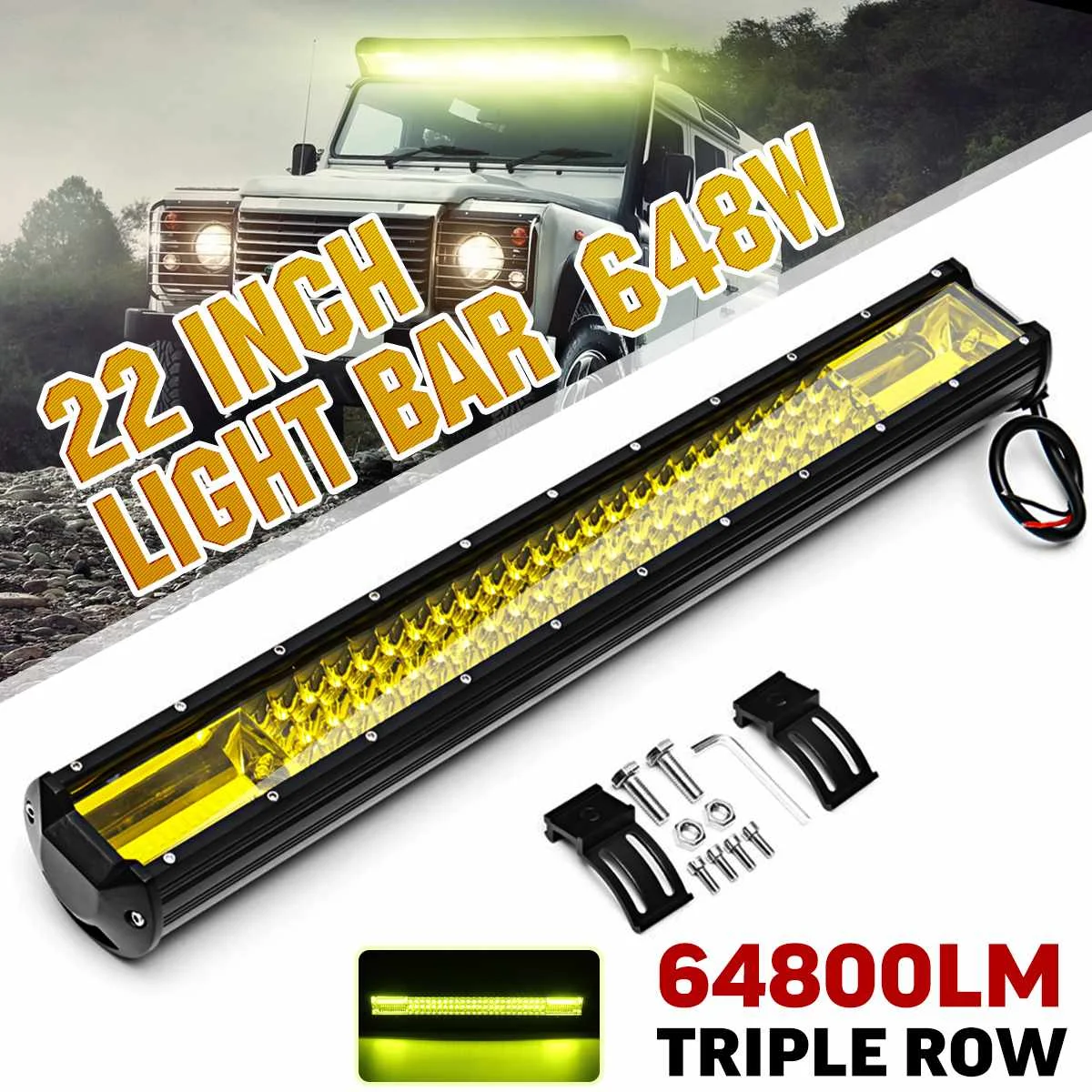 

22 дюймов 648 Вт 3 ряда светодиодный светильник бар Offroad светодиодный бар комбинированный луч светодиодный рабочий Светильник лампы светодиод...