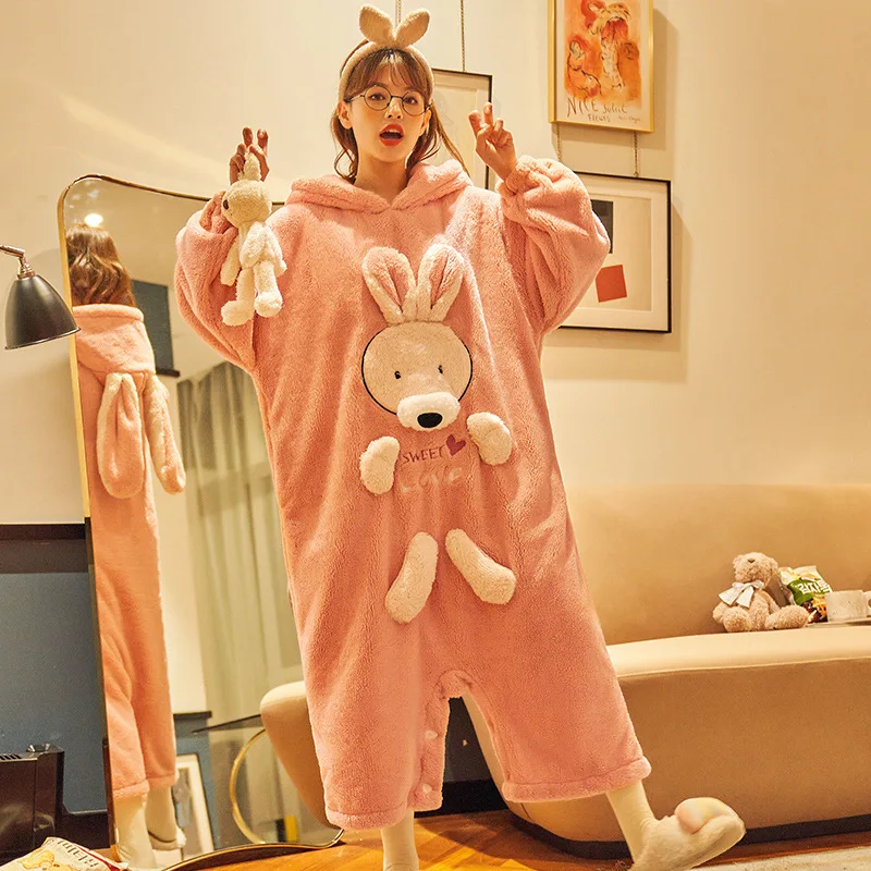 

Plush Pajamas Women Fall and Winter Onesies Thicker Cute Cartoon Warm Velvet Home Clothes Pajamas for Women Onesie Roomwear