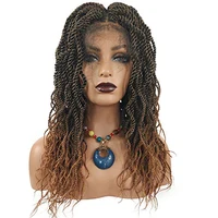 Long Synthetic Hair Lace Front Wigs For Black Women Crochet Braided Lace Wigs Ombre Honey Blonde Senegalese Passion Twist Wigs
