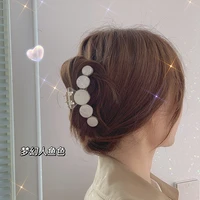 wg korean style gemstone large grab clip hairpin back head clip headdress horse tail clip female hair ornament
