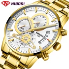 Часы наручные NIBOSI Мужские кварцевые, модные брендовые Роскошные водонепроницаемые спортивные с хронографом из нержавеющей стали