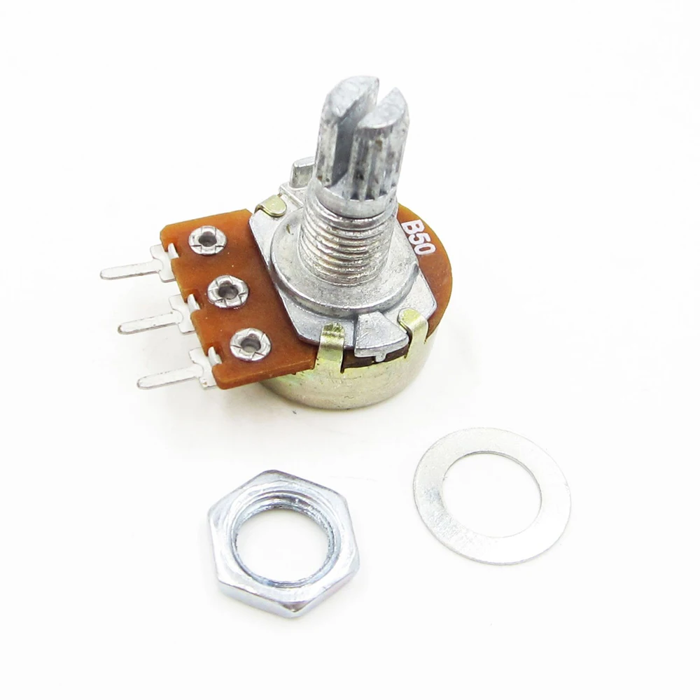 10 шт. 50K Ohm B50K Вкрапленный вал линейный вращающийся конический