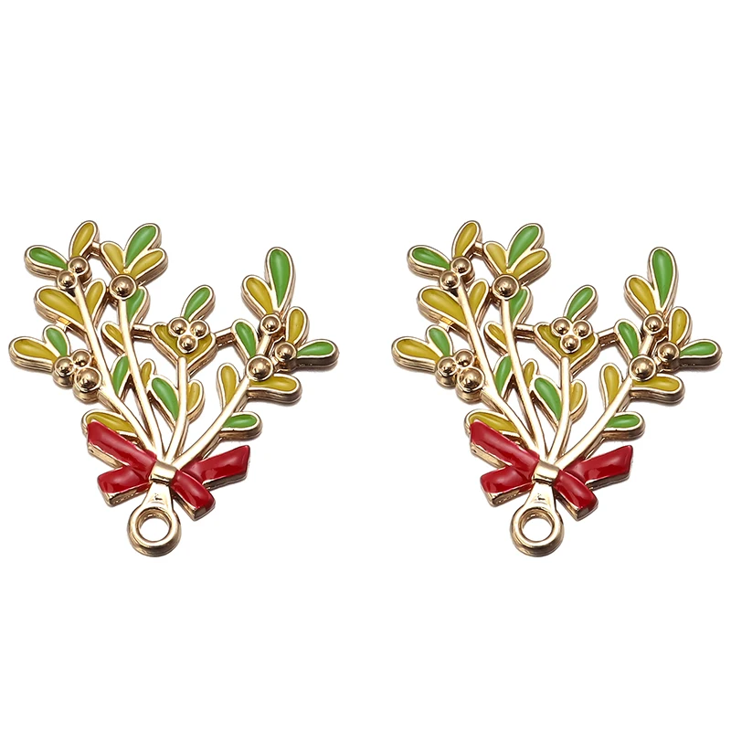 6 шт. эмаль рождественская елка Красные Сосновые шишки рождественский дом