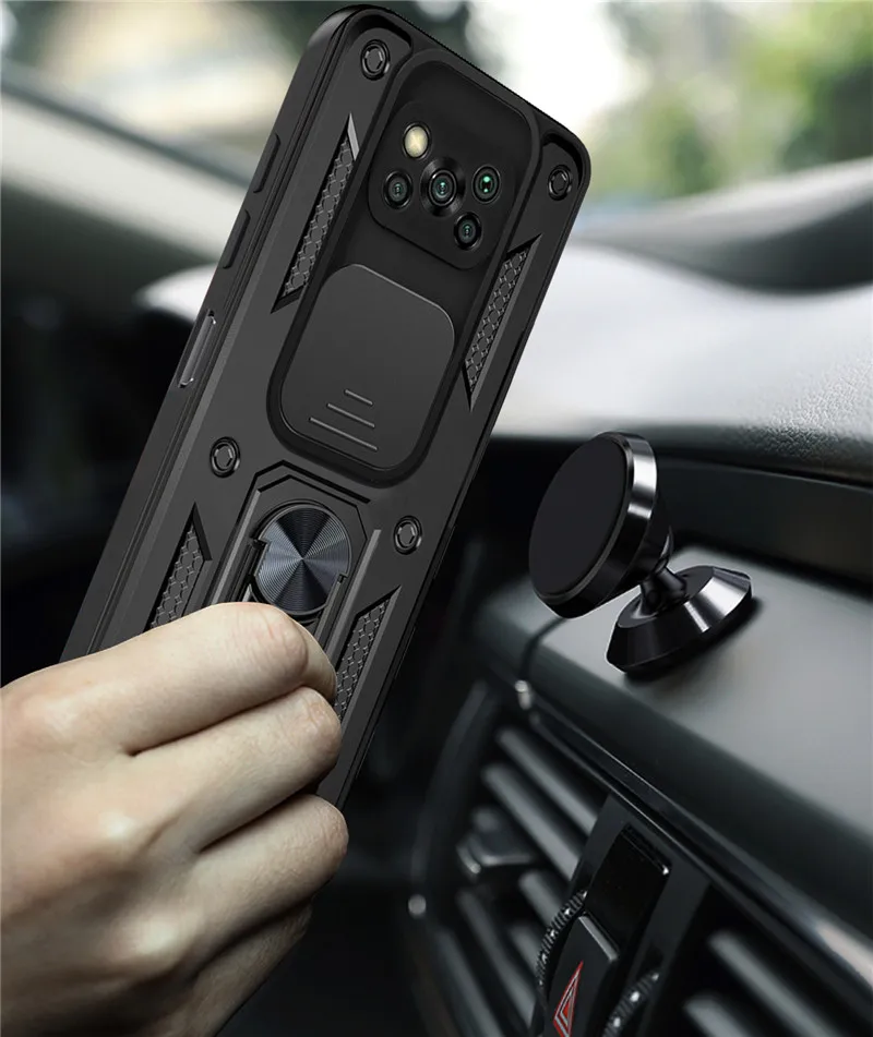 for xiaomi pocophone poco x3 nfc case camouflage magnetic car holder ring shockproof armor phone case for poco x3 pro back cover free global shipping