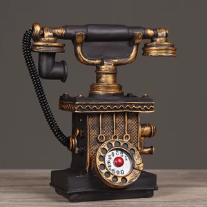 vintage resin telephone money box piggy bank home decoration accessories retro gift old phone model cabinet ornaments craft free global shipping