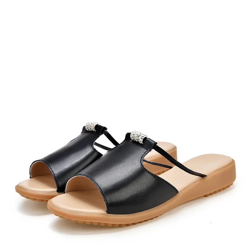 Женские босоножки с бусинами повседневные сандалии на платформе обувь плоской