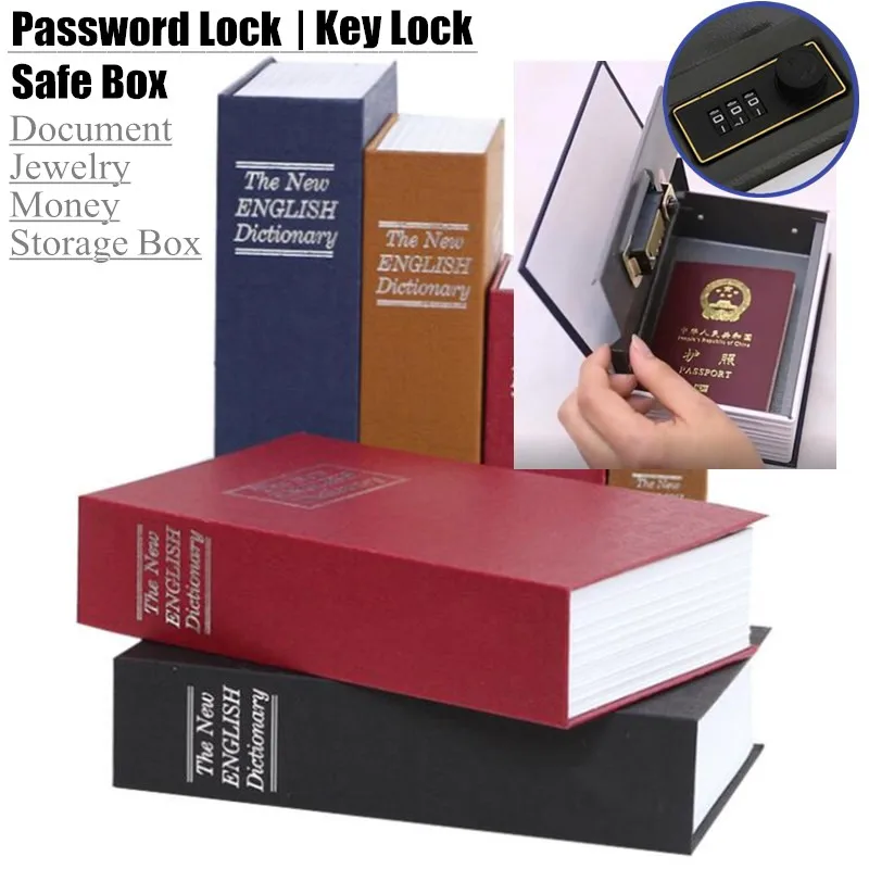 

Money Jewellery Certificate Storage Password Locker Kid Gift Dictionary Mini Safe Box Book Hidden Secret Security Safe Key Lock