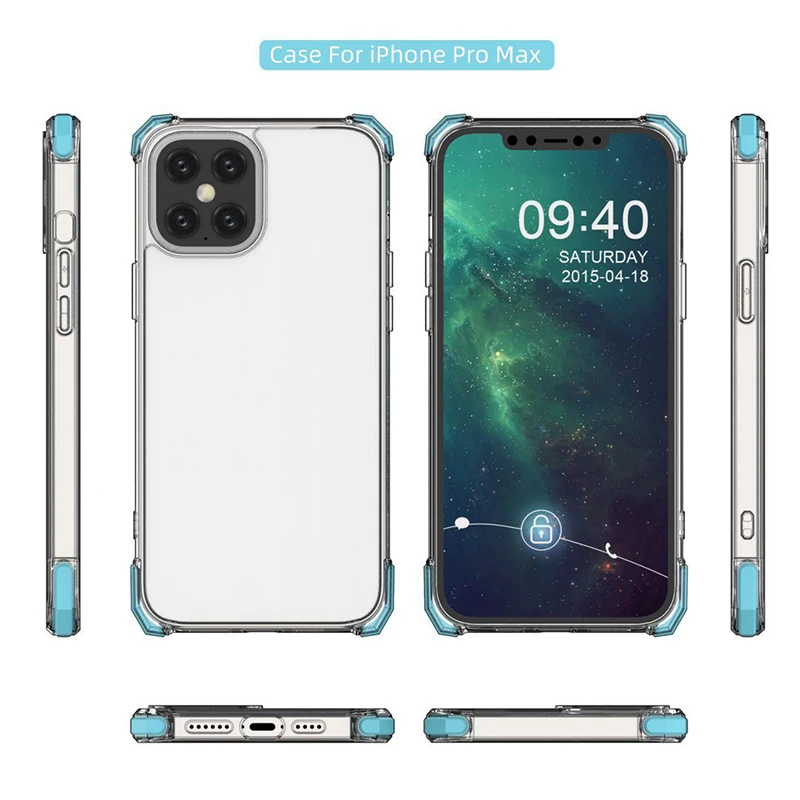 

Shockproof Case for Iphone 12 Pro Max Mini Transparent Cover With Air Cushion Function Clear Back Shell