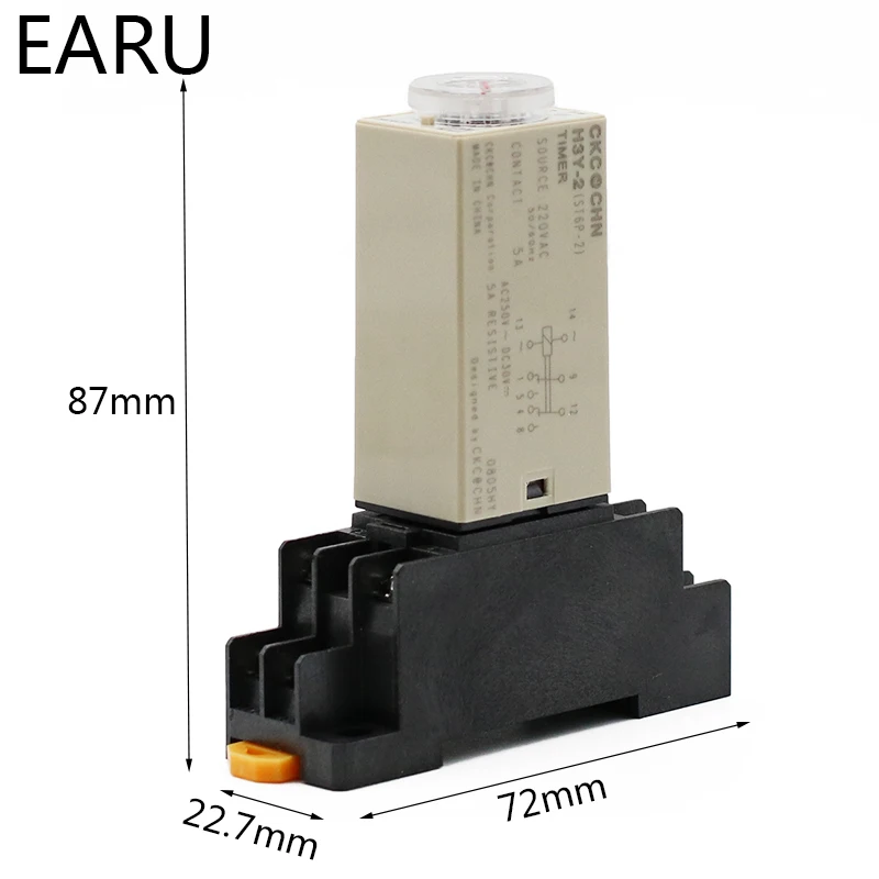 1pcs H3Y-2 AC 220V Adjustable Delay Timer Time Relay Switch 0-30 Minutes/Seconds with Base Socket and Rotary Knob DPDT image 2