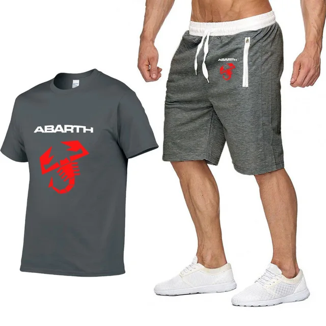 

Mens Short sleeve for Abarth Car Logo Summer Mens t Shirt HipHop Harajuku high quality Cotton T Shirts pants suit Sportswear Y