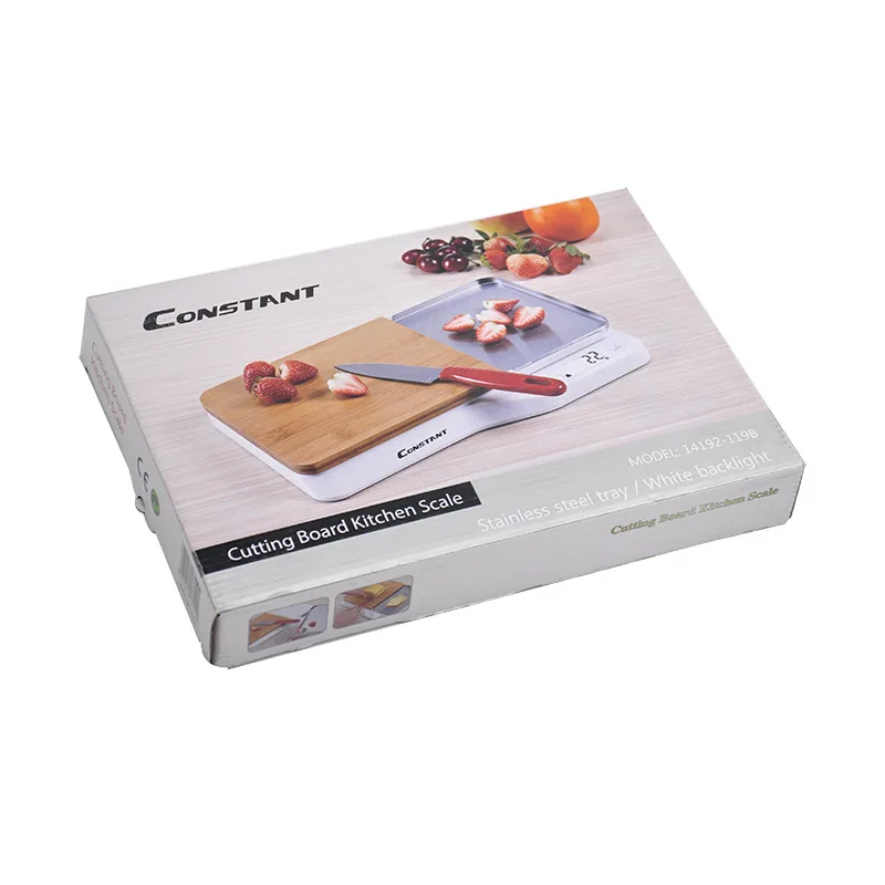 

5kg 1g Stainless Steel Scale LED Digital Display Electronic Kitchen Scale with Wooden Countertop Chopping Board for Baking Food
