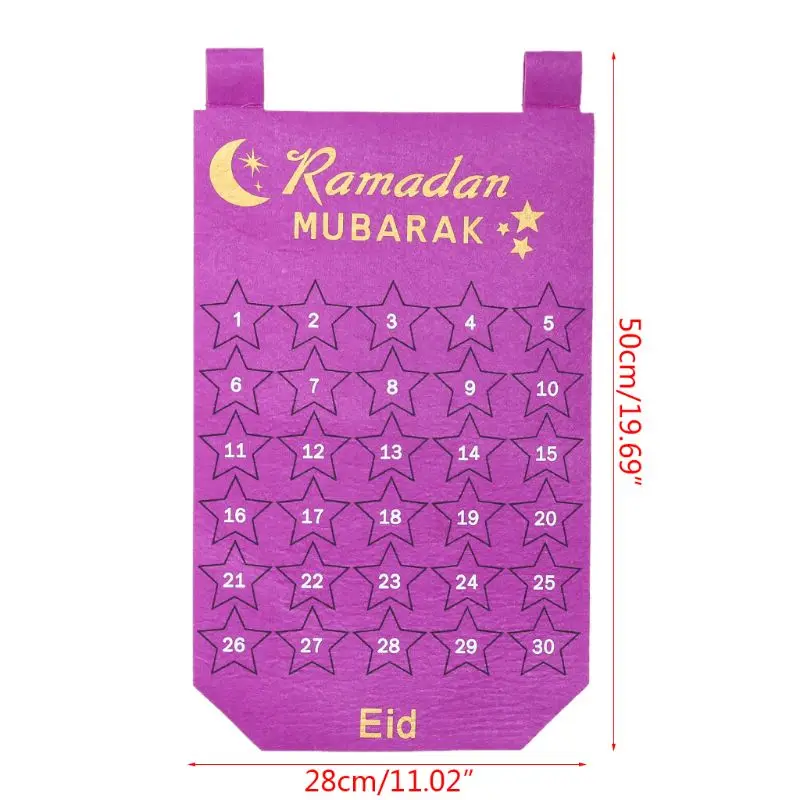 DIY фетровый Рамадан Eid Mubarak Kareem настенный подвесной Нумерованный график с