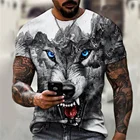 Футболка мужская летняя с 3d-рисунком волка, модная повседневная тенниска с рисунком животного в стиле хип-хоп, топ с трендовым принтом