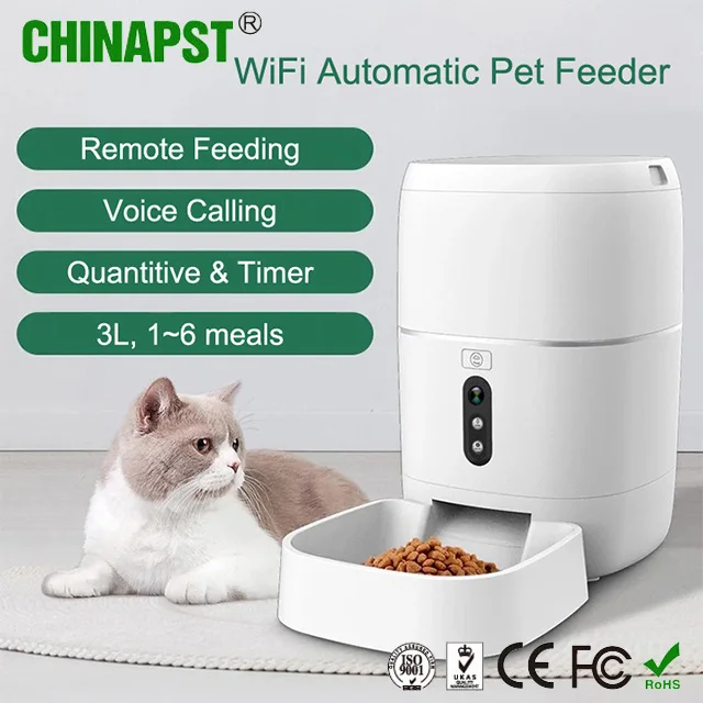 

2021 Factory Price Wireless WIFI Tuya Smart Automatic Pet Feeder With Built in Camera PST-FD-BL3-C