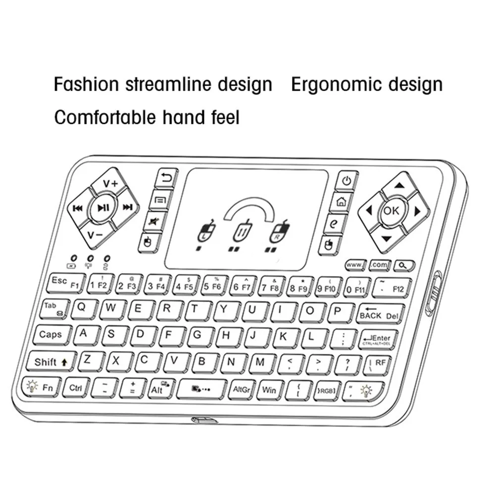 

2.4G RF Wireless Keyboard Mouse Combo Handheld Remote Control With Touchpad