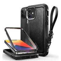 for iphone 12 case for iphone 12 pro case 6 1 inch supcase ub royal full body rugged leather case with built in screen protector