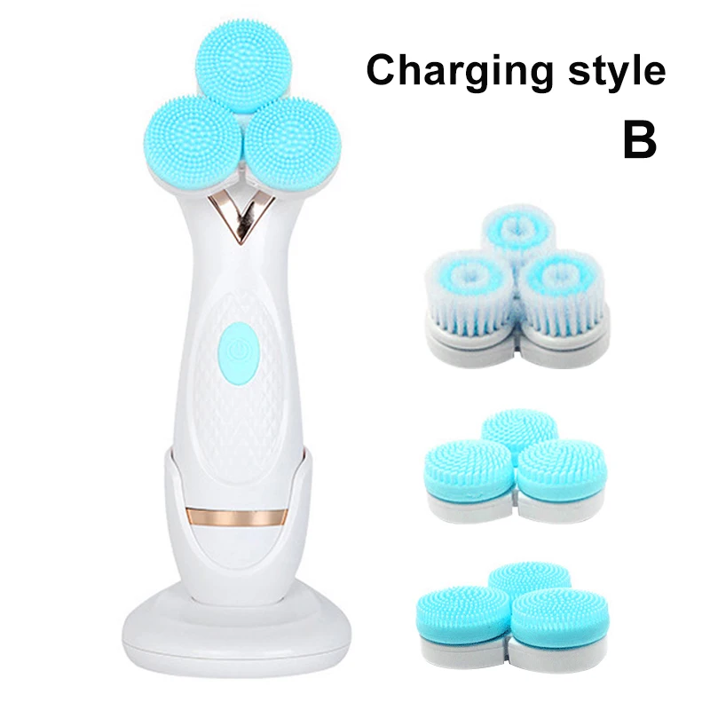 2 цвета щетка для очищения лица 3 головки вращающаяся спа система инструмент