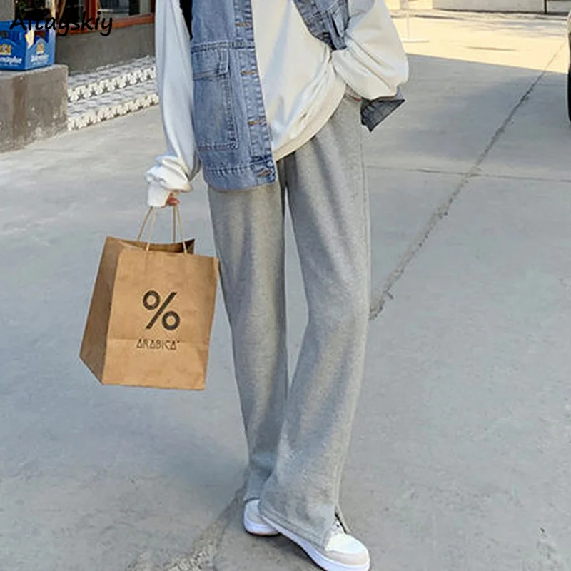 

Pants Women Summer 2021 Daily Solid Streetwear Straight Ladies New Korean Fashion High Waist Casual Full Length Chic All-match