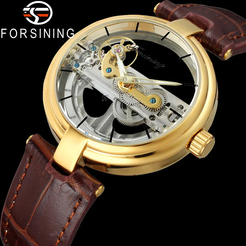Часы наручные FORSINING Мужские автоматические механические Спортивные прозрачные в