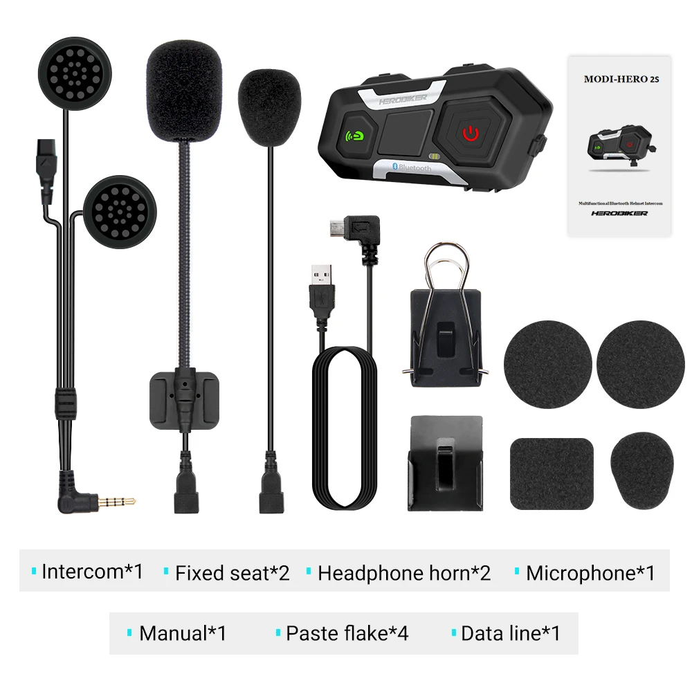 

HEROBIKER Motorcycle Intercom Waterproof Bluetooth Intercom Helmet Headset Moto 1200M Wireless Headset Intercom Bluetooth