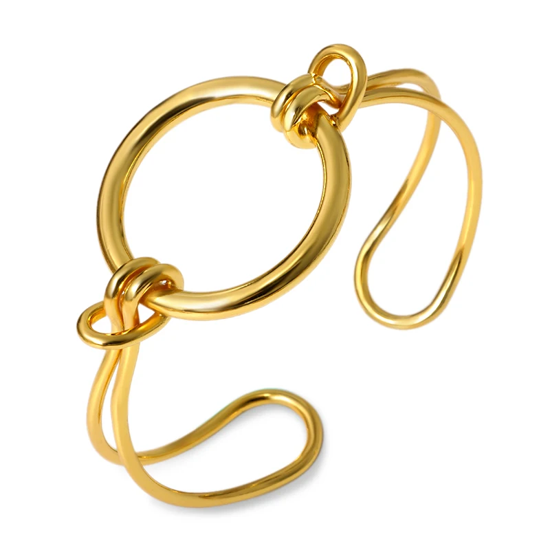 

Hollow Big Circle Bracelets & Bangle for Women Gold Knot Cuff Bracelet Men Round Wire Pulseras Female Jewelry Accessories